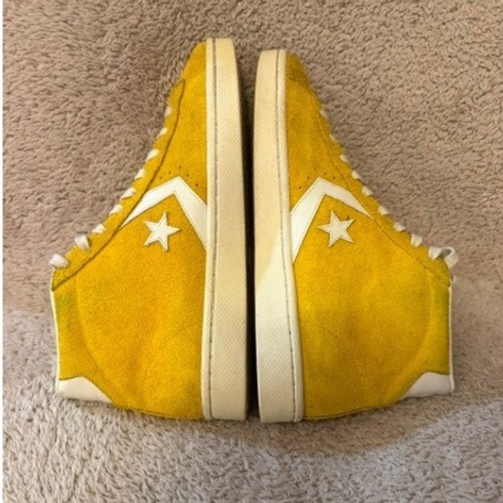 Converse Pro Leather PL 76 Ox Mens 10.5 Yellow Hairy Suede High Top 155339C - Picture 6 of 10